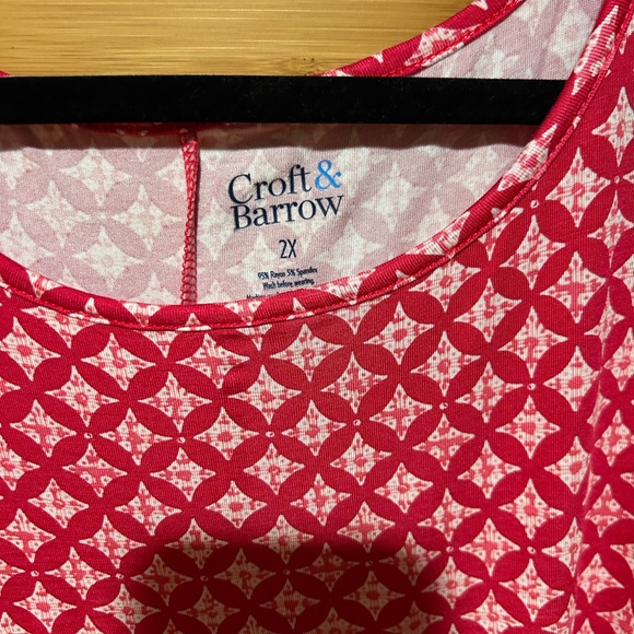 Croft & Barrow Red and White Geometric Dress - Picture 2 of 6